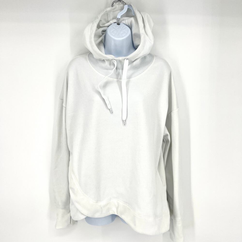 Yogalicious White Hoodie Asymetrical Hem Thumbholes Size XL